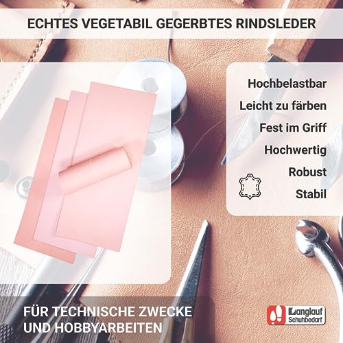 Punzierleder XXL großer Lederzuschnitt, Blankleder, Dickleder, Punzierleder 250mm x 600mm vegetabil gegerbte Rindleder, Vollrindleder,Sattlerleder, Streichriemen, Abziehleder (Lederstärke 2,5-3,0mm)