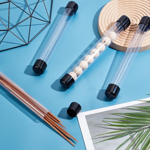 Image of AHANDMAKER 5Pcs Clear Plastic Tubes with Caps, 8 Inch x 0.9 Inch Rigid Storage Tube, Portable Transparent Container Tube for Incense Sticks Beads Pens Small Item Storage