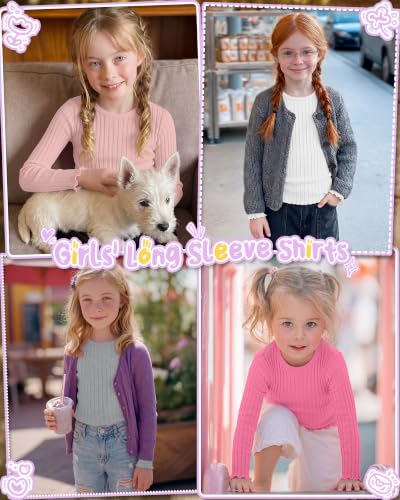 Image of 4 Pack Toddler Girls' Long Sleeve Shirts Cotton Tops