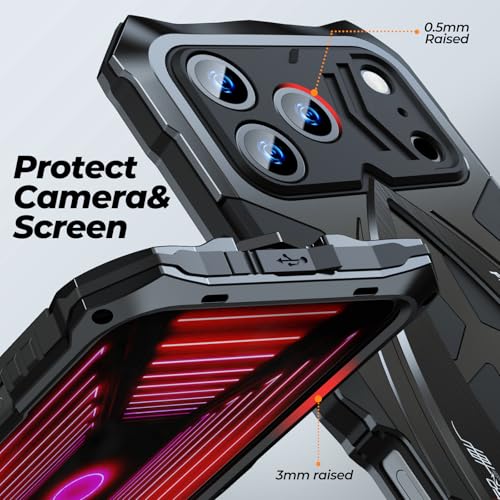 Housse iPhone 17 Pro Max protectrice haut de gamme en métal noir