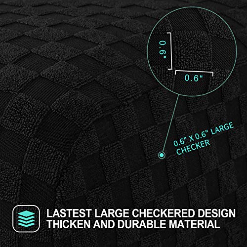 Image of YEMYHOM 8 Pieces Stretch Recliner Sofa Cover Jacquard Reclining Couch Cover with Side Pocket Anti-Slip Fitted 3 Cushion Furniture Slipcovers with Elastic Bottom (Sofa Recliner, Black), Large