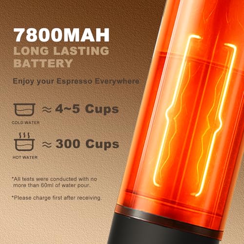 Image of Portable Espresso Maker, 15-Bar Travel Coffee Machine with 7800mAh Battery, Self-Heating, Compatible with Ground Coffee & NS Capsules for Camping /RV /Office /Hiking