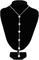 Vista 3 de Collar largo de perlas para mujer, collar clásico de perlas de imitación en Y, collar de cadena de perlas de imitación sexy, collar de perlas