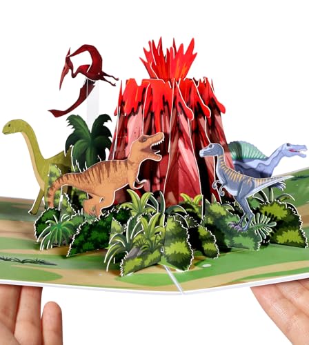 JMHACHY Biglietto pop-up con busta, biglietto di auguri pop-up 3D per San Valentino, compleanno, Pasqua e tutte le occasioni, per bambini, ragazzi, uomini, amici, fidanzati, amanti dei dinosauri