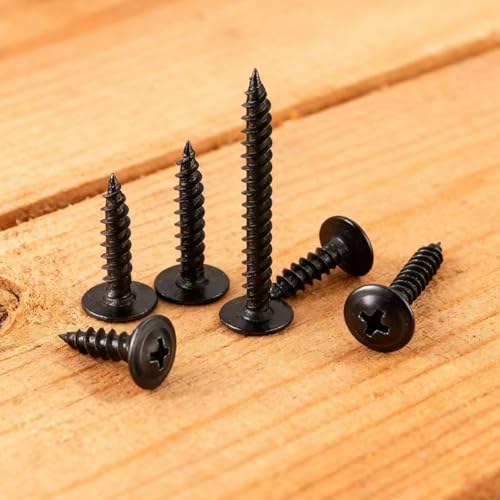 120PCS #8×1" Tornillos para Madera Negros, Cabeza Truss Modificada Phillips, autorroscantes con recubrimiento de Óxido de Zinc miniatura 5