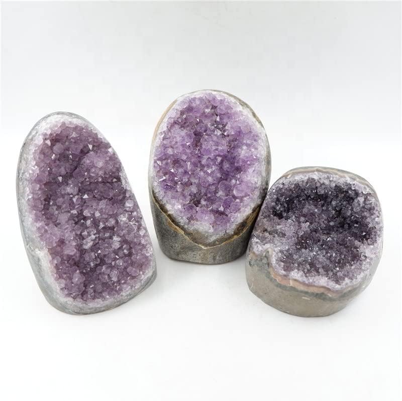 Miniatura 8 de Pachamama Essentials Base de corte de racimo de amatista de Uruguay, cuarzo rosa áspero, palo de selenita pequeño, cristal curativo (juego de 3