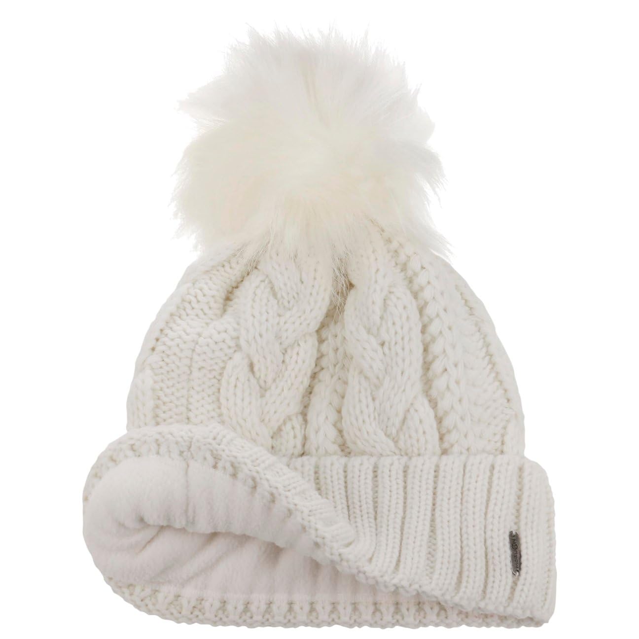 Bonnet a Revers Cable Knit Femme - Made in Italy pour l'hiver en Tricot Laine avec Revers, Doublure, Doublure Hiver Automne-Hiver