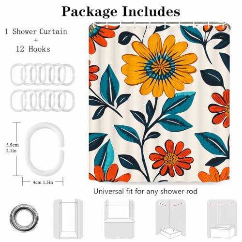 Rideau douche polyester haut de gamme lavable en machine Fleur - 5