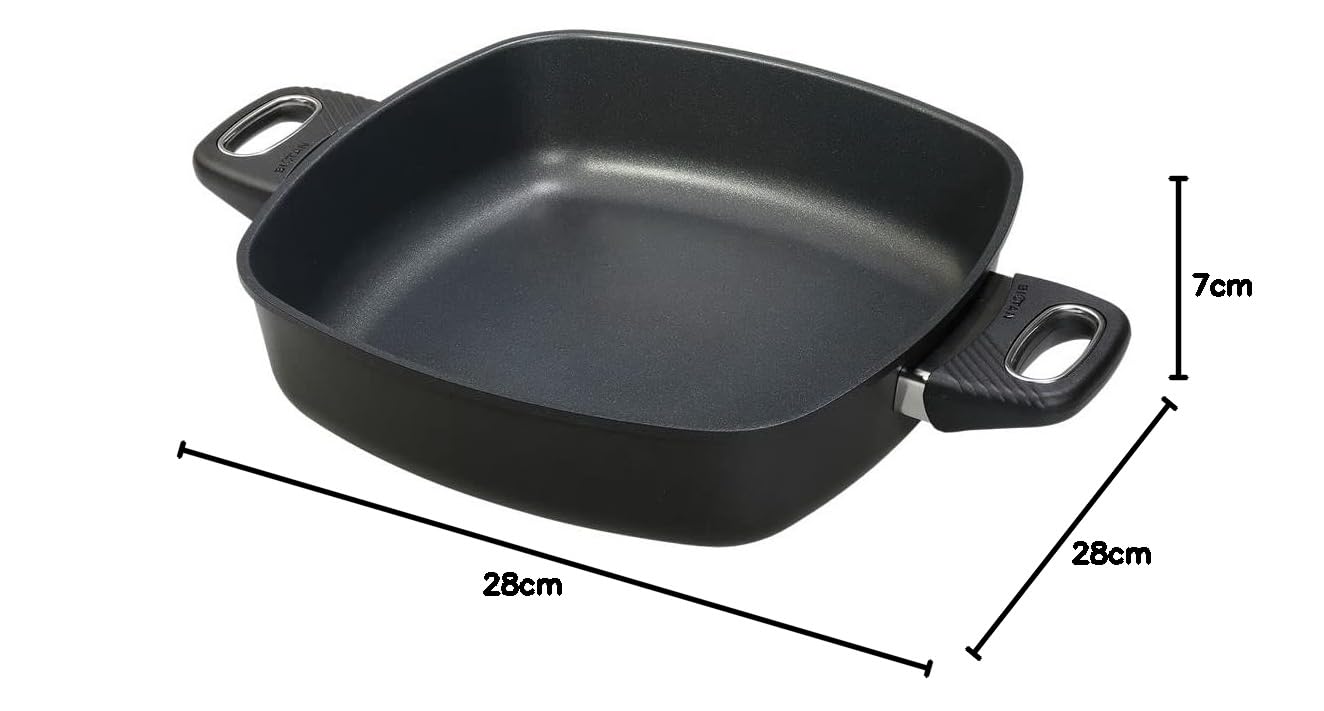 Original Gundel GUSS-QUADRAT-KASSEROLLE, 28 x 28 cm, Höhe 7 cm, Viereckpfanne mit backofenfesten Griffen