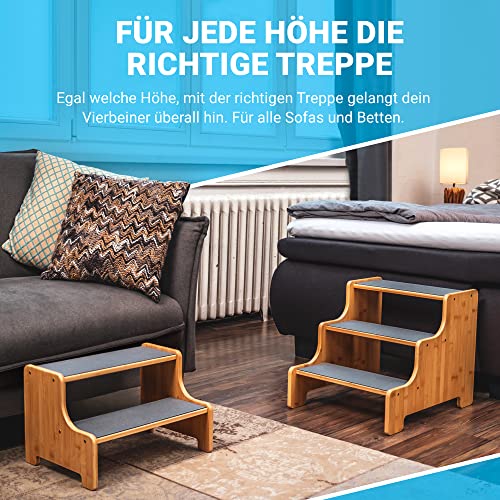 AMAZINGs Hundetreppe für kleine, mittlere und schwere Hunde, Katzen. 3 Stufen | Haustiertreppe, Junge und alte Katzen | 40 cm hoch für Sofa, Bett | Gelenkschonender Ersatz zu Hunderampe