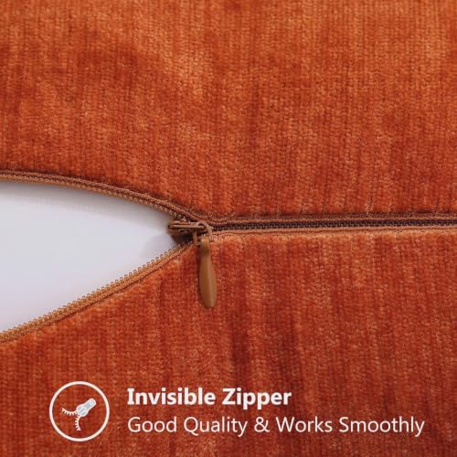 Image of decorUhome Soft Chenille Throw Pillow Covers 22x22 Set of 2 Rust