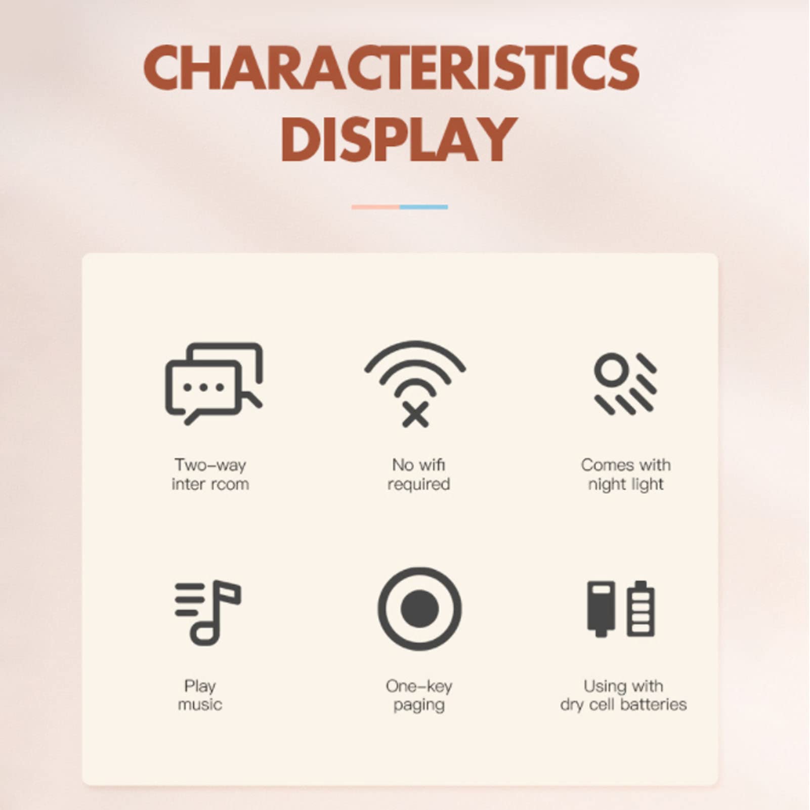 Baby Wireless Two Way Voice, Easy Carry 10dBm Audio Baby Monitor Suono Chiaro per la Casa (Rosa)