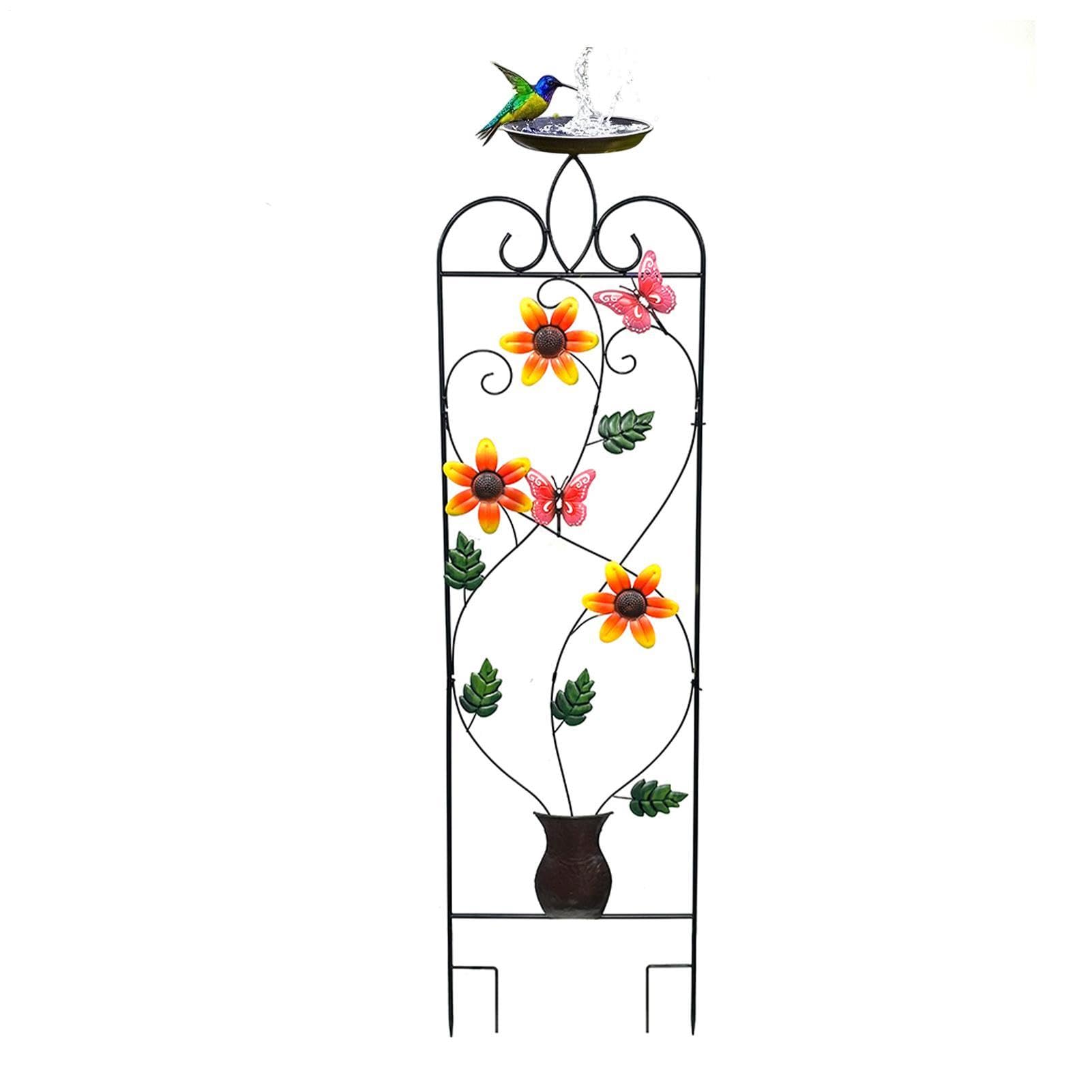 Enrejado de Jardín Soporte metálico resistente a la intemperie | Enrejado Alto con Bebedero para Aves Para flores rosas verduras trepadoras camas elevadas patio jardín césped