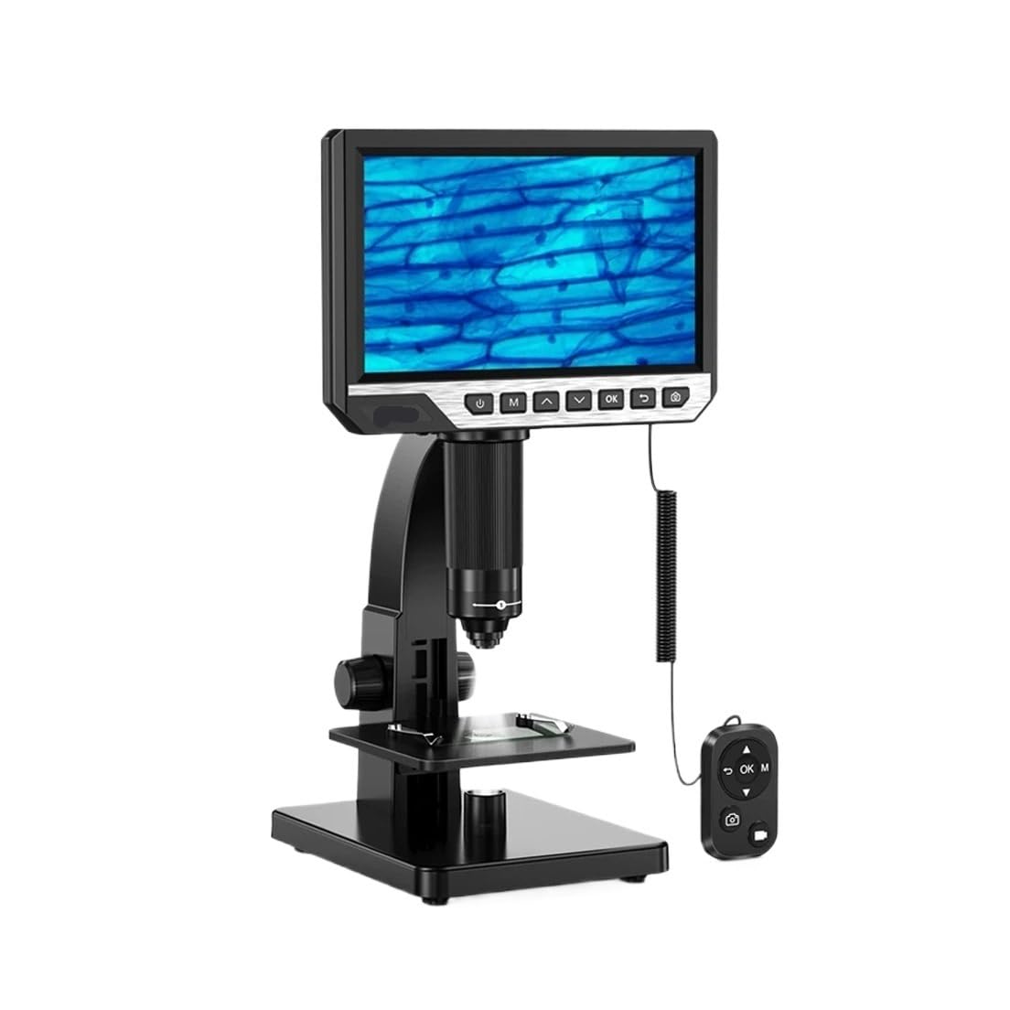Microscopio digitale EDM11S 2000X 7" IPS 12MP 1080P biologico da laboratorio Fotocamera a doppia lente con telecomando