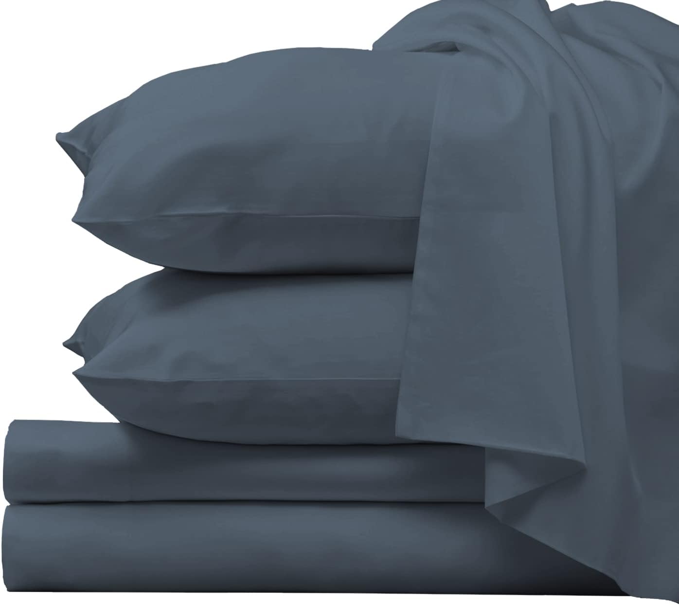 100% Luxury Split California King Size Bed Sheets Set Long Staple Cotton Sheet & Pillowcase Set, Deep Sheets fits 12" (Cotton Medium Blue Bed Sheets Set - 5PC)