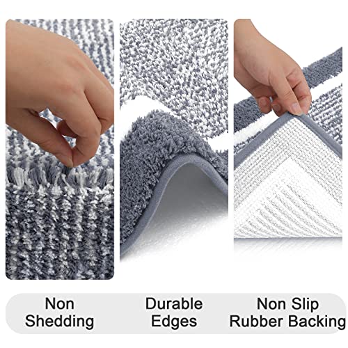 Hebe Bathroom Rug Sets 3 Pieces Microfiber Absorbent Bath Mats Washable Shaggy Bathroom Rugs And Mats Sets Non Slip Bath Rug Carpet With U-Shaped Contour Toilet Mat For Bath Floor Shower #TOP4