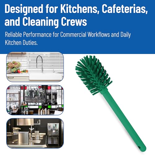 Image of SPARTA 12 Inch Bottle Brush with Polyester Bristles and Plastic Handle, Color Coded, Large Round Head Cleaner for Bottles Jars and Food Service Equipment, Green