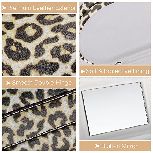Image of MoKo Double Eyeglass Case, Contact Lens Case with Mirror Tweezers Remover, 2 in 1 Double Sided Portable Contact Lens Box Holder Container Storage Kit Sunglasses Pouch for Men & Women, Leopard