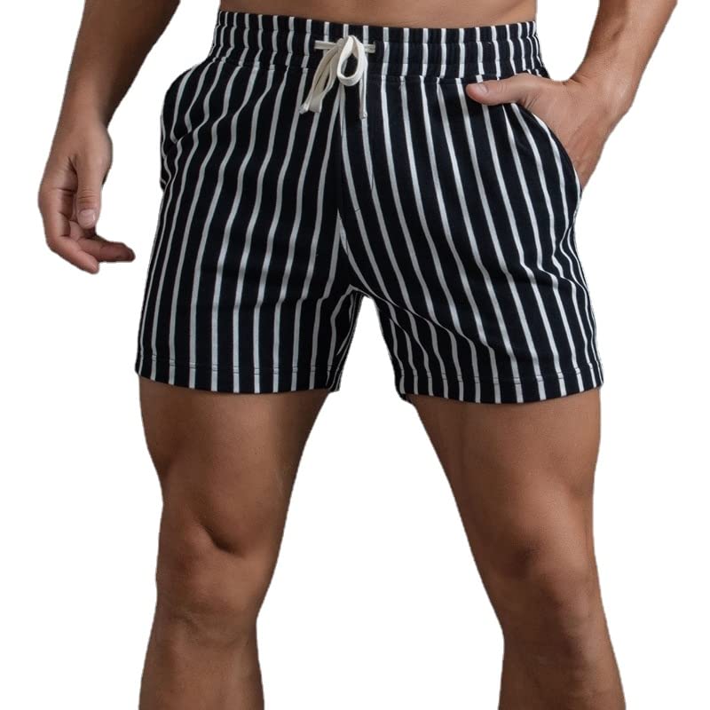 Men's Athletic Shorts, Vertical Striped Beach Pants