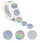 Lucleag 500PCS Round Holographic Stickers for Kids, Circle Silver Glitter Foil Stickers Reflective Stickers for Teacher, Kids Reward Behavior Chart Labels School Classroom Prizes Stickers, 1 inch