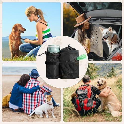 AiQInu Leckerlitasche für Hunde, Futterbeutel Hundetraining mit Kotbeutelspender, Leckerlibeutel für Hunde mit Abnehmbarer Wasserflaschenbeutel, Futterbeutel Hund für Training, Welpenerziehung