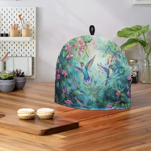 Image of Hummingbird Tea Cozy for Teapot Insulated Floral Tea Pot Cover Kitchen Decoration Cattle Wildlife Thick Tea Pot Cozy for Keeping Warm