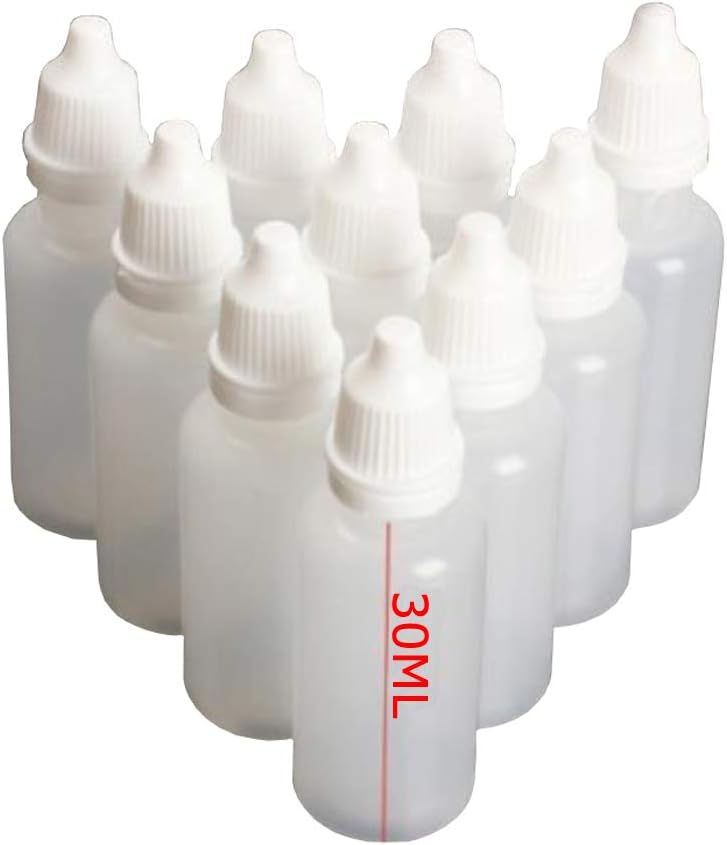 50 UNIDS 30ML 1OZ Vacío Recargable Plástico Blanco Gotas para los Ojos Gotero Botella Extraíble Enchufe Desmontable Portátil Envase de Cosméticos con tapa de rosca