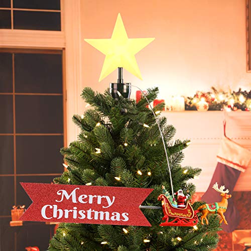 Mr. Christmas Animated Tree Topper-African American Santa's Sleigh with Merry Banner Christmas Decoration, Multi Mr. Christmas Animated Tree Topper-African American Santa's Sleigh with Merry Banner Christmas Decoration, Multi