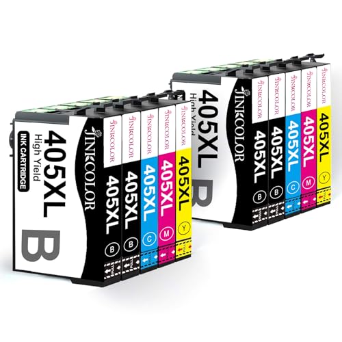 JINKCOLOR 405XL Multipack Kompatibel für Epson 405 405XL für Epson Workforce Pro WF-4820 Patronen WF-4830 WF-3820 WF-3825 WF-4825 WF-7830 WF-7835 WF-7840 Drucker (405XL 4Schwarz 2Cyan 2Magenta 2Gelb)