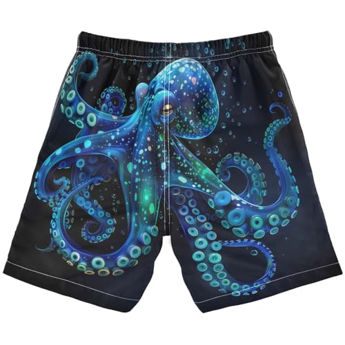 Blue Green Octopus Bubble Boys Swim Trunks Kids Toddler Beach Board Shorts Teen Quick Dry Bathing Suit Swimsuit2