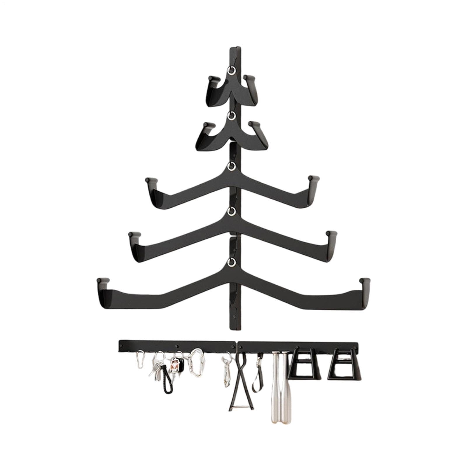 Gym Storage Rack Organizer - 5 Piece Space Saving Wall Holder, Heavy Duty Steel Lat Pulldown Attachment Mount, Cable Bar Resistance Band Hanger Hook, Compact Home Fitness Accessory Kit | For Women Men