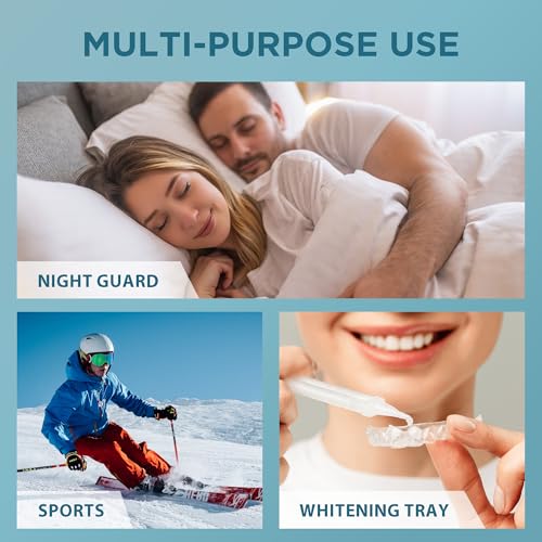 Image of Mouth Guard for clenching Teeth at Night: Night Guards for Teeth Grinding Mouthguards for Grinding of Teeth Custom Fit for Nighttime Protection - 4 Pack with 20 Cleansing Tablets