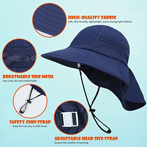 Image of Toddler Baby Sun Hat Kids Summer Beach Essentials Adjustable Beach Hats with Bucket Wide Brim for Boys Girls Age 0-14 Years