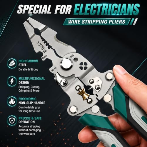 2026-Upgrade Multifunctional Stainless Steel Wire Cutter Foldable Wire Stripper Crimper Cable Cutter Pliers Non slip Grip for Cutting Electrical Stripping, Crimping Hand Tool (1pc) - Image 4