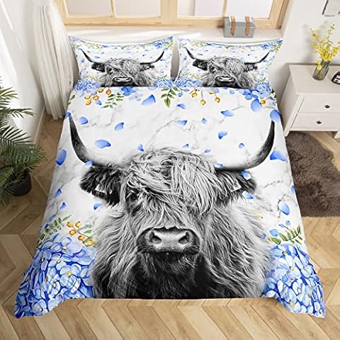 Highland Cow Flower Bedding Set for Kids Cover