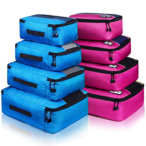 8 Set Packing Cubes, Travel Luggage Bags Organizers Mixed Color Set (Rose Blue) by Idesort - Used condition - US$23.09