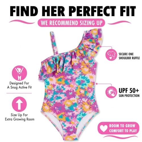 Image of Kanu Surf Girls Morgan Floral Ruffle 1-Shoulder 1-piece Swimsuit