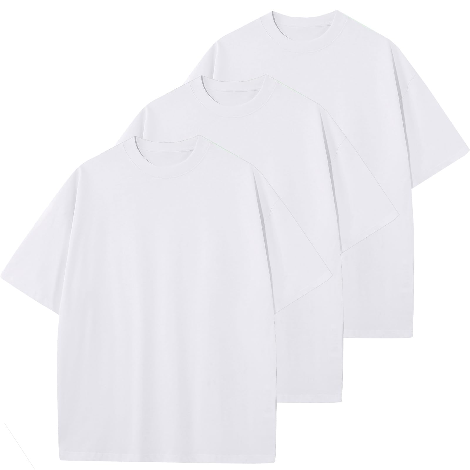 HOUZONIY Herren Oversize Basic T-Shirt, Einfarbig T Shirt Für Herren, Weich & Bequem Sommer Männer Kurzarm Rundhals Set