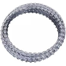 Razor Wire Fencing Razor Fence, Razor Wire 33FT, Galvanized Razor Wire Fence Stretched Ribbon Barbed Wire Coils for Farm, Fence, GardenSizeCoil diameter-40cm