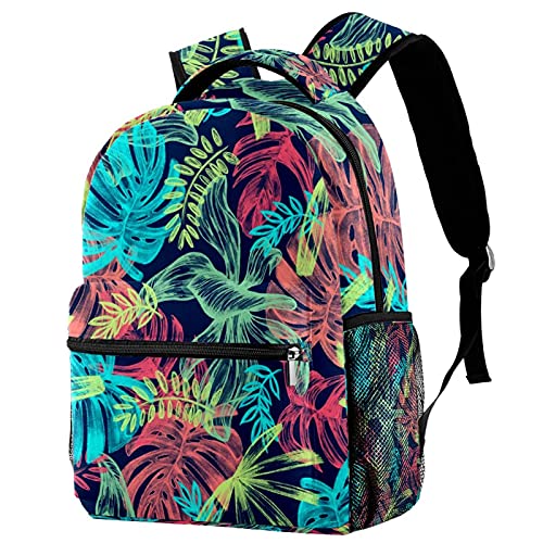 Sac à dos voyage anti-fatigue à motif plantes tropicales colorées