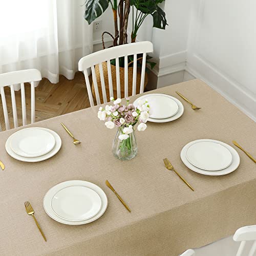Image of Romanstile 100% Waterproof PVC Tablecloth, Rectangle Oil Spill Proof Stain Resistant Vinyl Table Cloth, Wipe Clean Plastic Table Covers for Kitchen /Dining /Parties - 54 x 120 Inch, Khaki