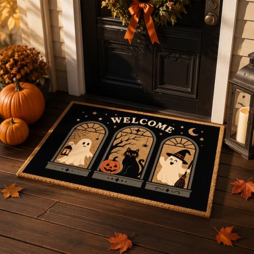 Halloween Doormat 3D Optical Illusion Rug, 15.7x23.6 Inch Crystal Velvet Non-Slip Floor Mat, Ghost Skeleton Skull Printed Welcome Mat for Entryway Bathroom Kitchen, Fall Halloween Decor(Ghost Welcome) - image 7