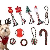 Set di 10 giocattoli da masticare per cani di Natale, giocattoli da masticare per cani, kit di giocattoli di Babbo Natale, fiocchi di neve, giocattoli interattivi per cani di taglia piccola e media