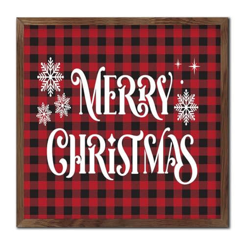 Panneau de décoration murale cadre bois Merry Christmas chrétien