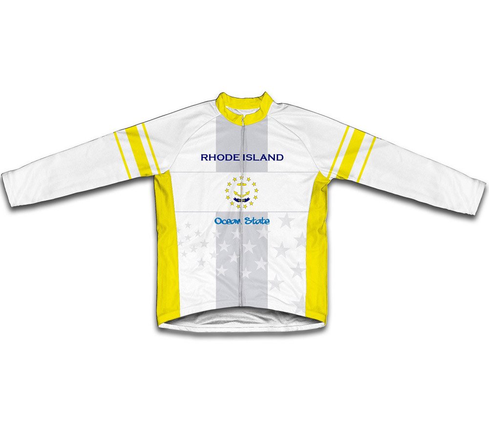 ScudoPro Rhode Island Flag Long Sleeve Cycling Jersey for Men - Size 4XL