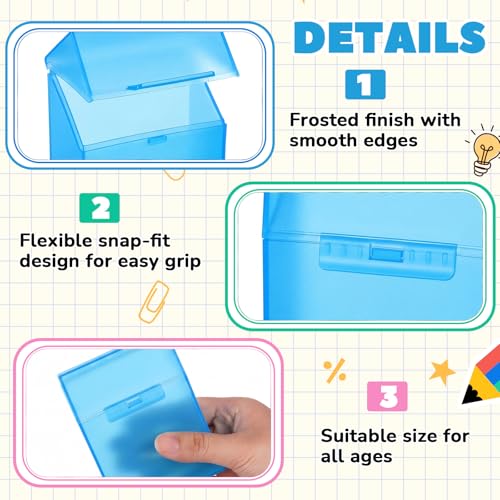 Image of Clabby 4 Pcs Clear Plastic Crayon Boxes Hold 24 Count, Blue