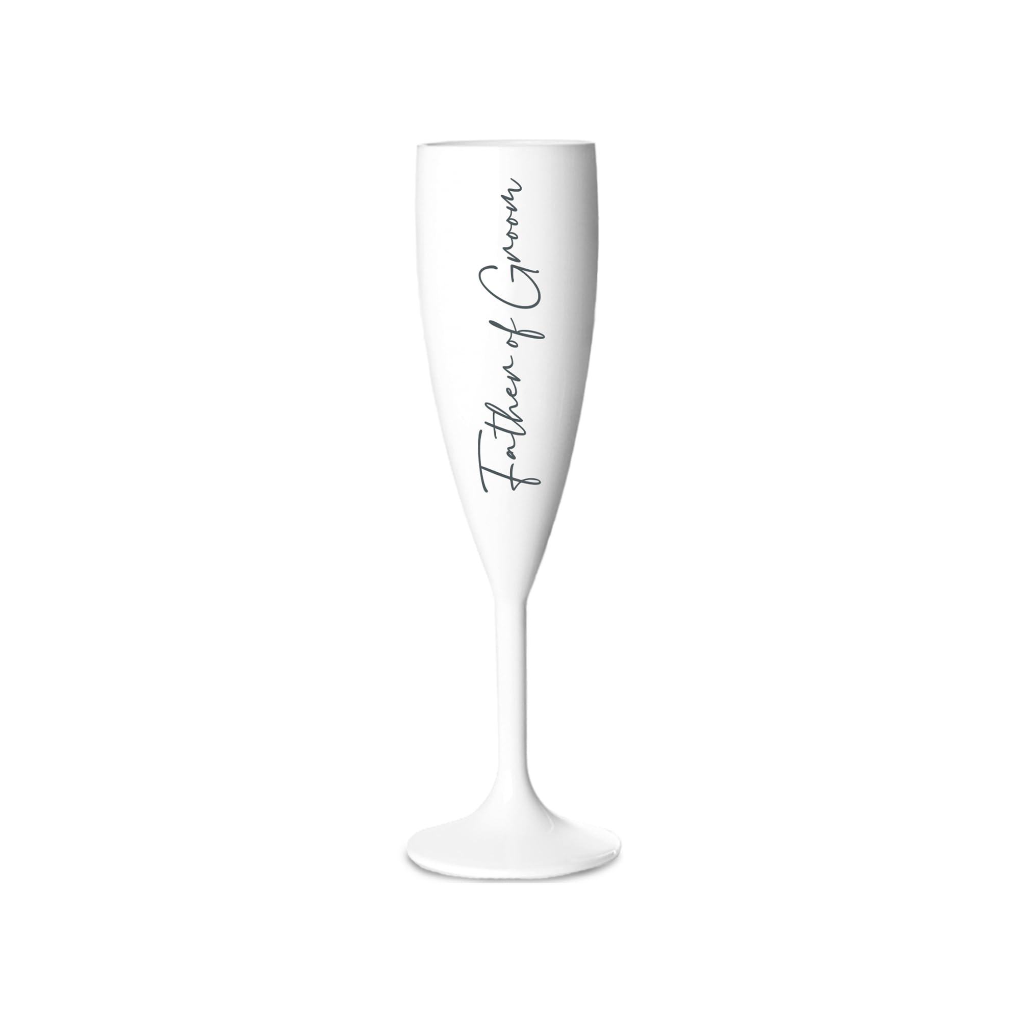 Print Maniacs Champagne Premium White Flute Glass Bride Groom Mr Mrs Wedding Maid Honour Wine Cocktail Prosecco Celebrations Gift (Grey, Father of Groom)