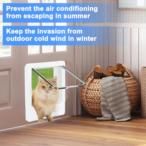 Asixxsix Cat Door, Double Rotary Switch Safety Pet Door Weatherproof & Easy Installation Cat Flap Door for Interior Exterior Doors, Window, Wall, for Cats Doggie Kitty and Kittens (M)