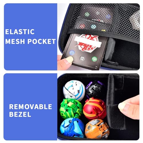 Image of PAIYULE Storage Case for Bakugan Balls, Cards and Figures | PU leather exterior, mesh pocket and carry handle organize balls, cards and small accessories for travel. Case Only