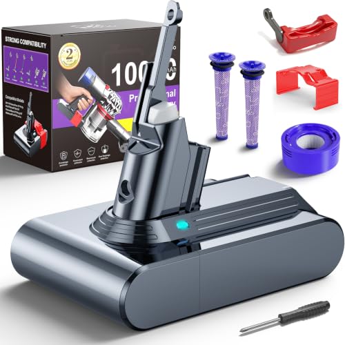 Image of 10000mAh 21.6V Battery Replacement for Dyson V7, 45 Min Runtime, Compatible with SV11 V7 Animal Motorhead Trigger Absolute Fluffy Car+Boat, Tool-Free Swap Clip & Switch Lock, 2-Yr Warranty